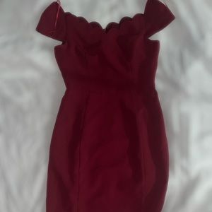 Harlyn Red fitted dress with beautiful designs